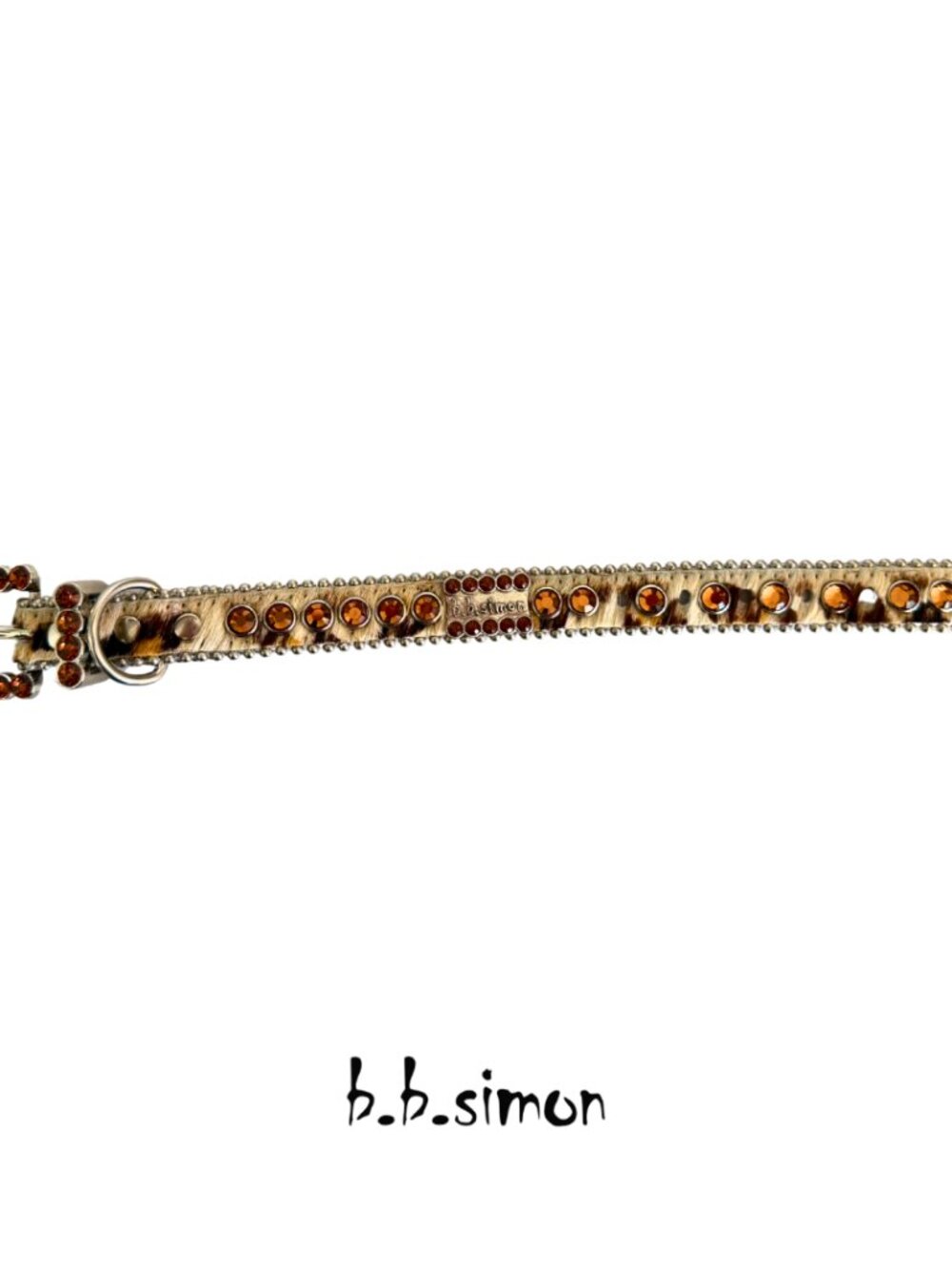 B.B. Simon Swarovski Crystal Dog Collar XS Cheetah Print Gold Trim New - Picture 5 of 7